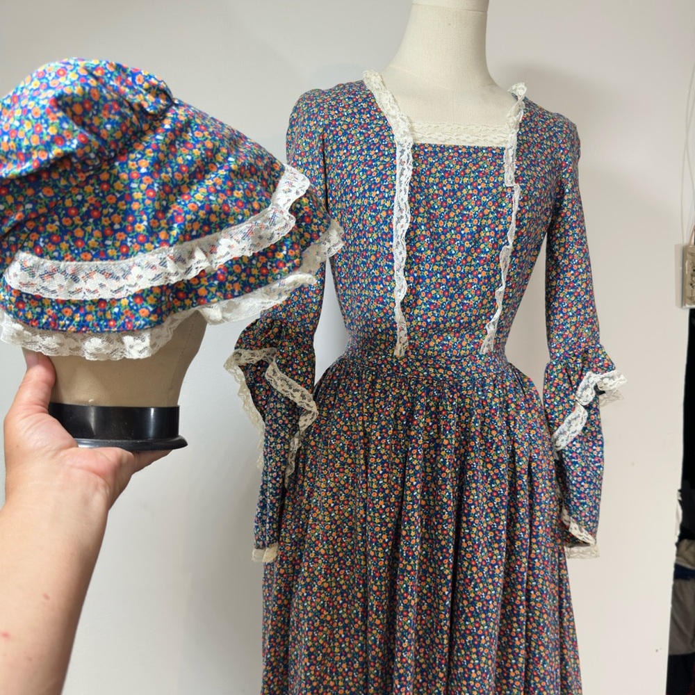 Vintage 60-70’s Floral Long Sleeve prairie Dress handmade women’s size small - Picture 4 of 16